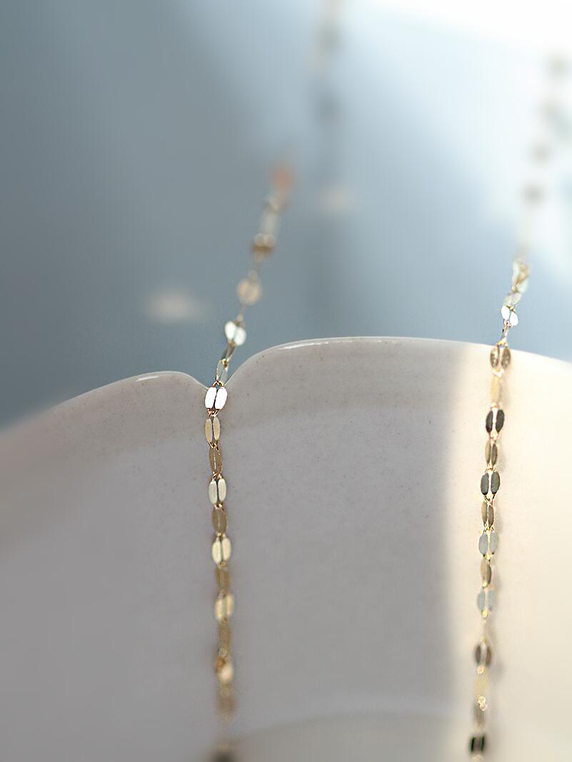 GOLDtutu 14K Real Gold Long Necklaces, Japanese Design, Exquisite Shining Lips, Kiss Word, Plain Jewelry, kj478