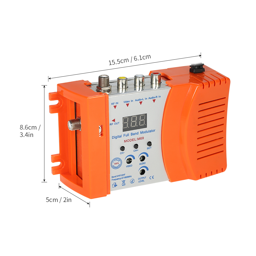 High Performance Auto RF Modulator Compact RF Modulator Audio Video TV Converter RHF UHF Signal Amplifier AC230V