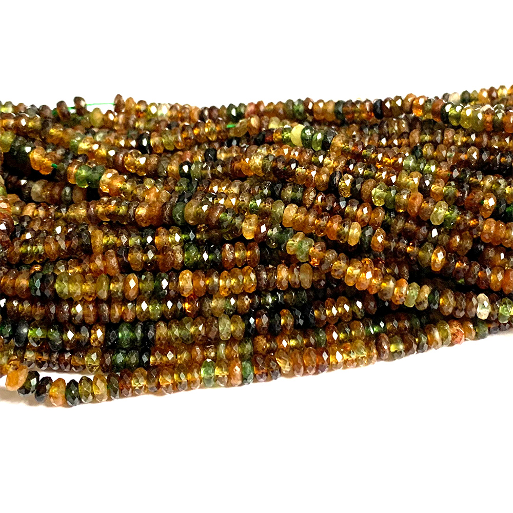 Veemake Yellow Green Tourmaline Natural Stones Gemstones Necklace Bracelets Earrings Faceted Rondelle Beads For Jewelry Making