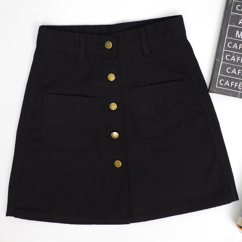 Summer Womens A-line Y2K Pencil Min Denim Skirt High Waist Jeans Harajuku Pockets Skirt Black White Bottom Clothes