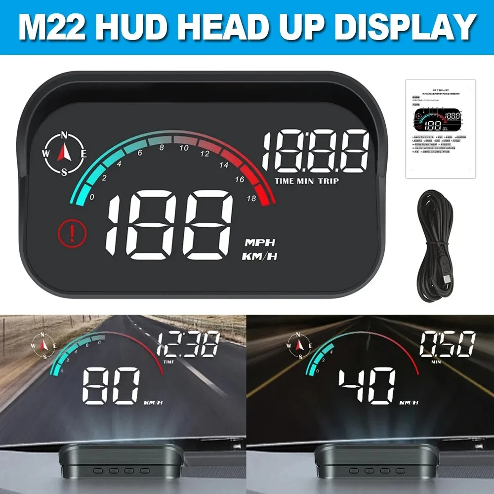 ANCEL M22 OBD2 OBD 2 Car Head-Up Display GPS HUD Projector On-board Computer Speedometer RPM Alarm Speed Warning Digital Display