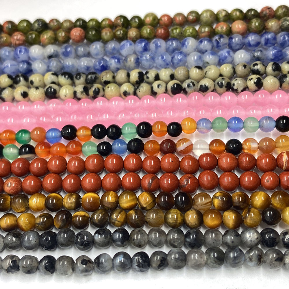 Natural Stone Tiger's Eye Beads Round Spotted Stone Lapis Lazuli Beads for Jewelry Making Necklace Braclets Charms Accessories