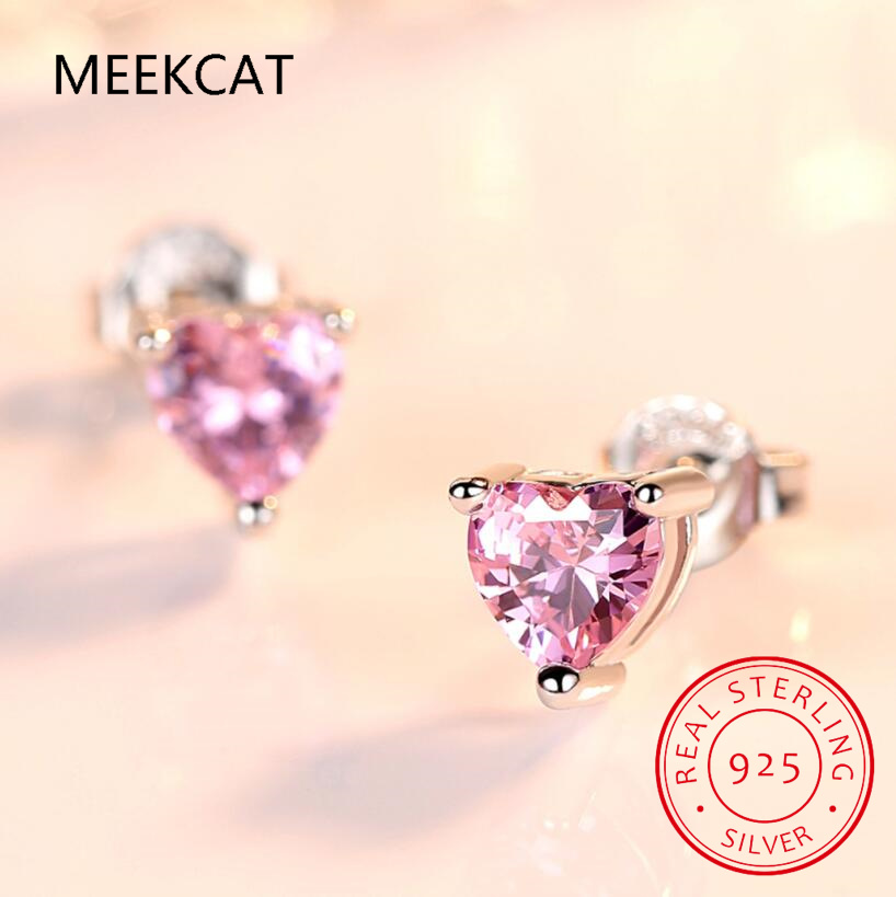 Heart Moissanite Earrings D Color VVS1 Lab Diamond Platinum Plated Sterling Silver Moissanite Stud Earring Women Fine Jewelry