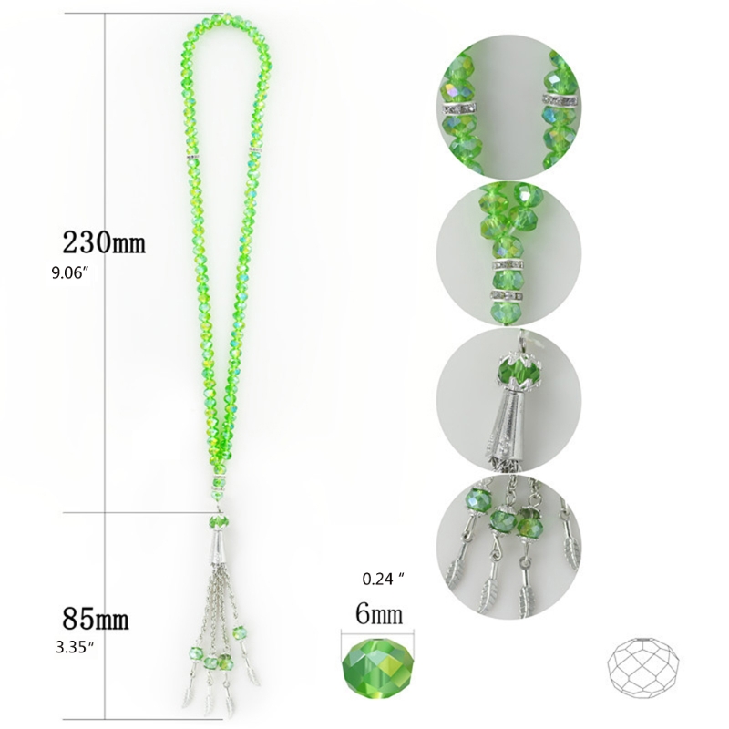 Crystal Tasbih Prayer Bead Allah Muhammad Islamic Prayer Rosary Beads Muslim Islam 99 Prayer Beads Necklace Foldable