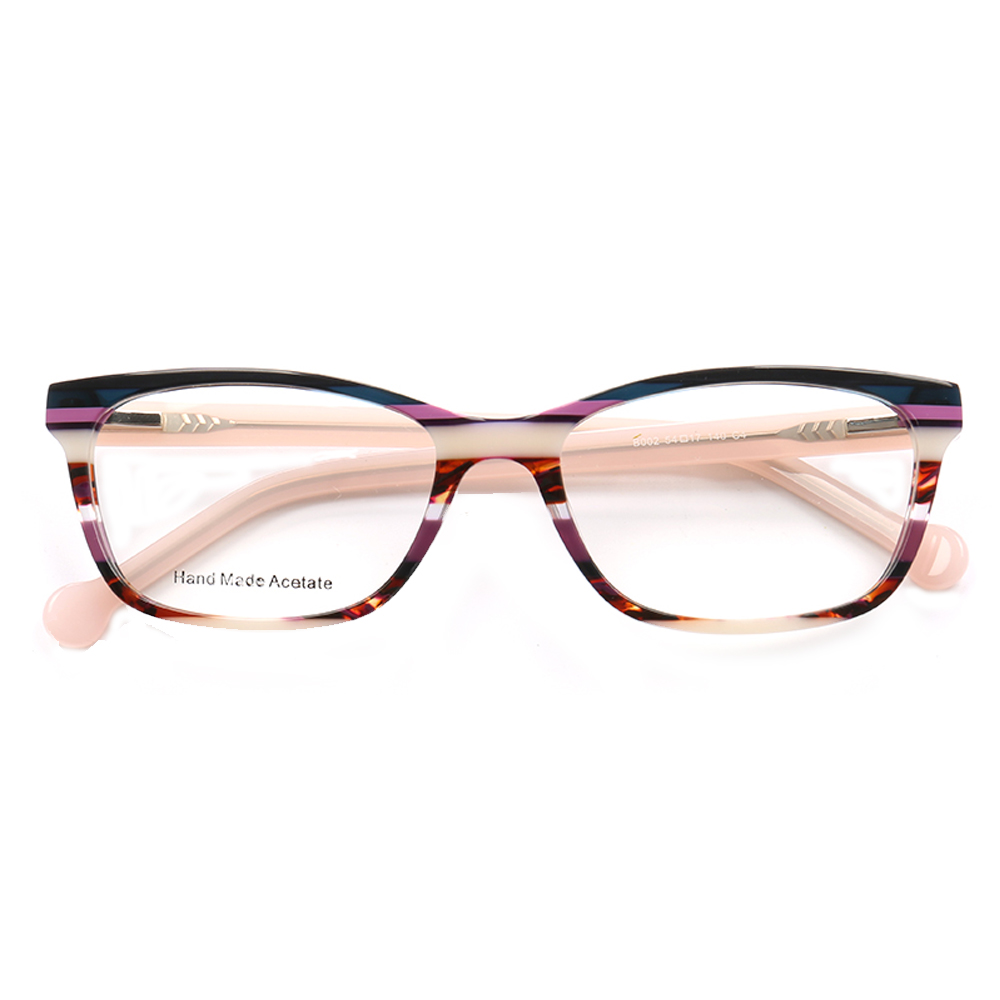 Women Cat Eye Classic Eyeglass Frame for Women Square Fashionable Full Rim Optical Glasses Rx Spectacles Acetate Striped Eyewear