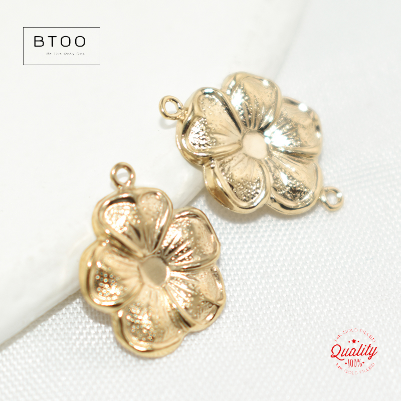 14K Gold Filled Hibiscus Flower Charm 1/20 14kt Gold Drop Pendant for Jewelry Making DIY Jewelry Accessories Jewelry Findings