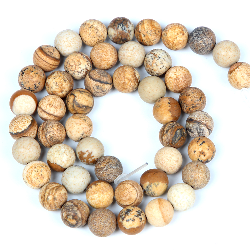 Natural Stone Beads Frost Matte Picture Jasper Round Loose Beads for Jewelry Making DIY Bracelet Accessories 4 6 8 10 12mm