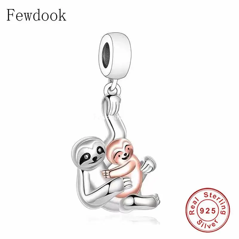 FC Jewelry Fit Original Charm Bracelet 925 Sterling Silver Mother Love Baby Sisters Are Friends Sloth Bead For Making Berloque