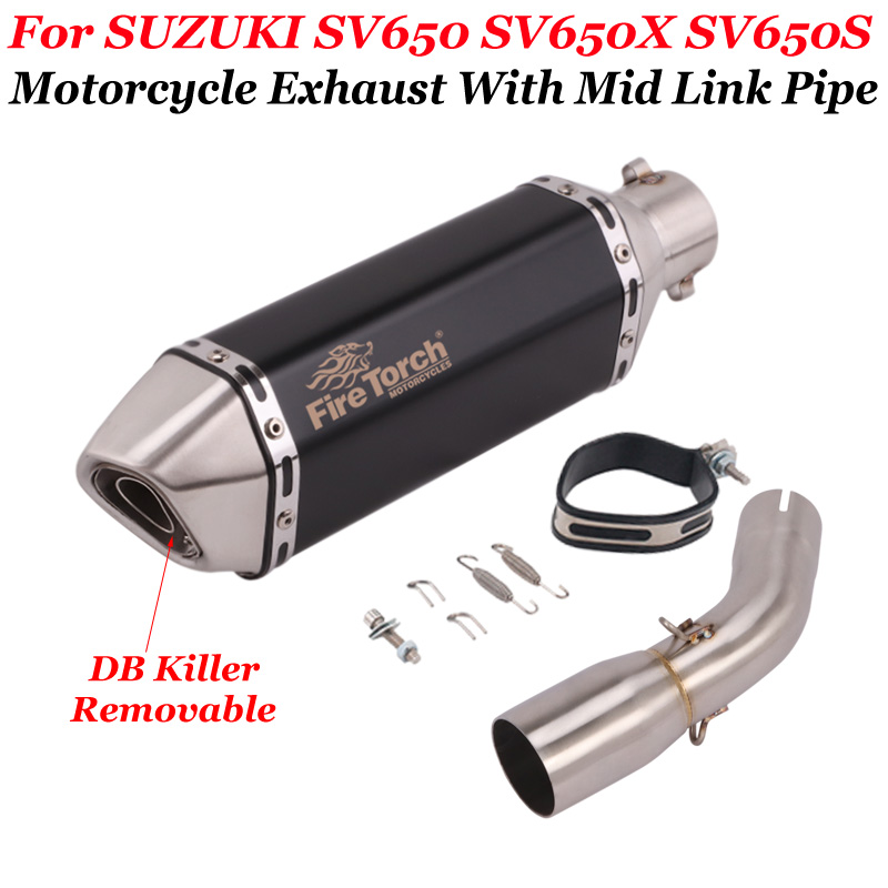 Slip On Motorcycle Exhaust Modified Escape Middle Link Pipe Muffler DB Killer For SUZUKI SV650 SV650X SV650S SV 650 2016-2020