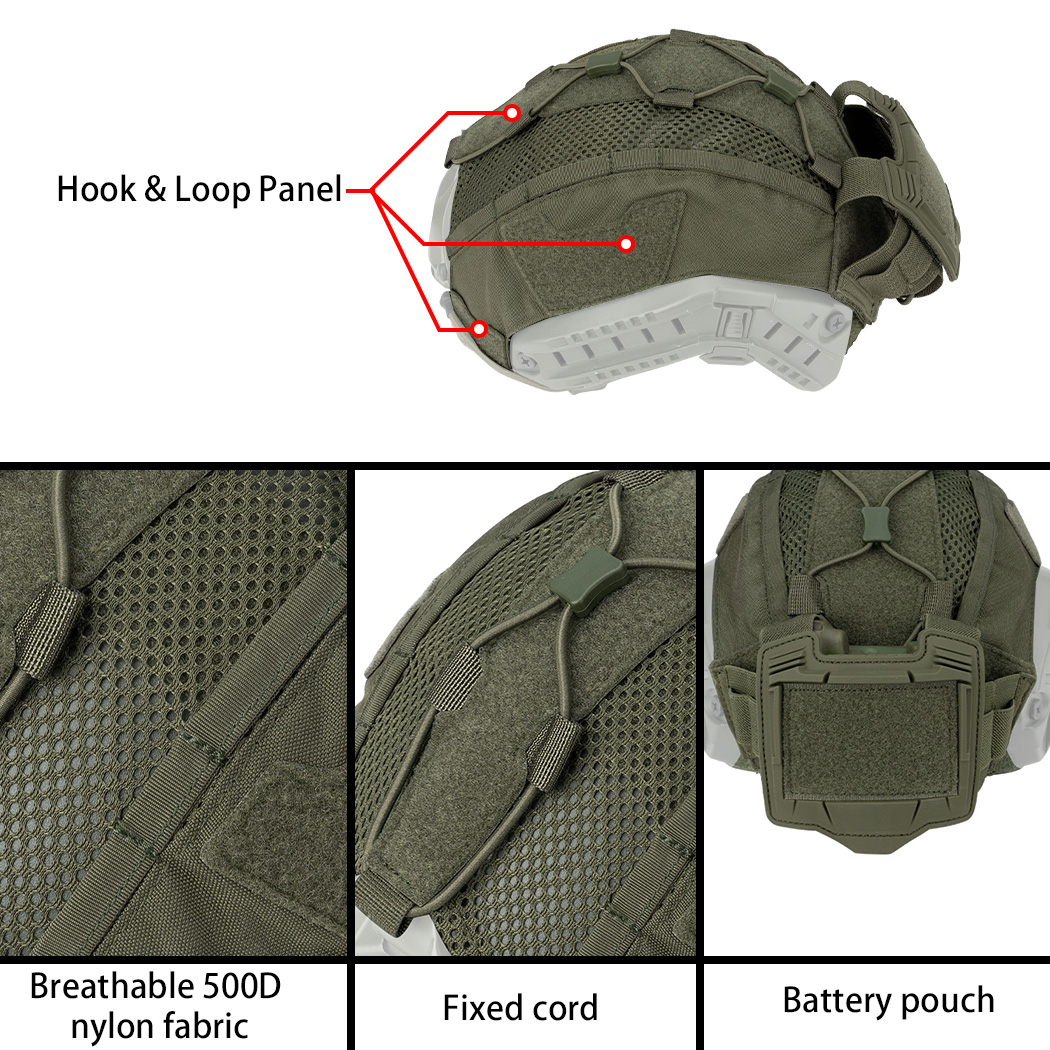 IDOGEAR Tactical Helmet Cover For Helmet size M/L with NVG Battery Pouch Hunting Accessories 3812