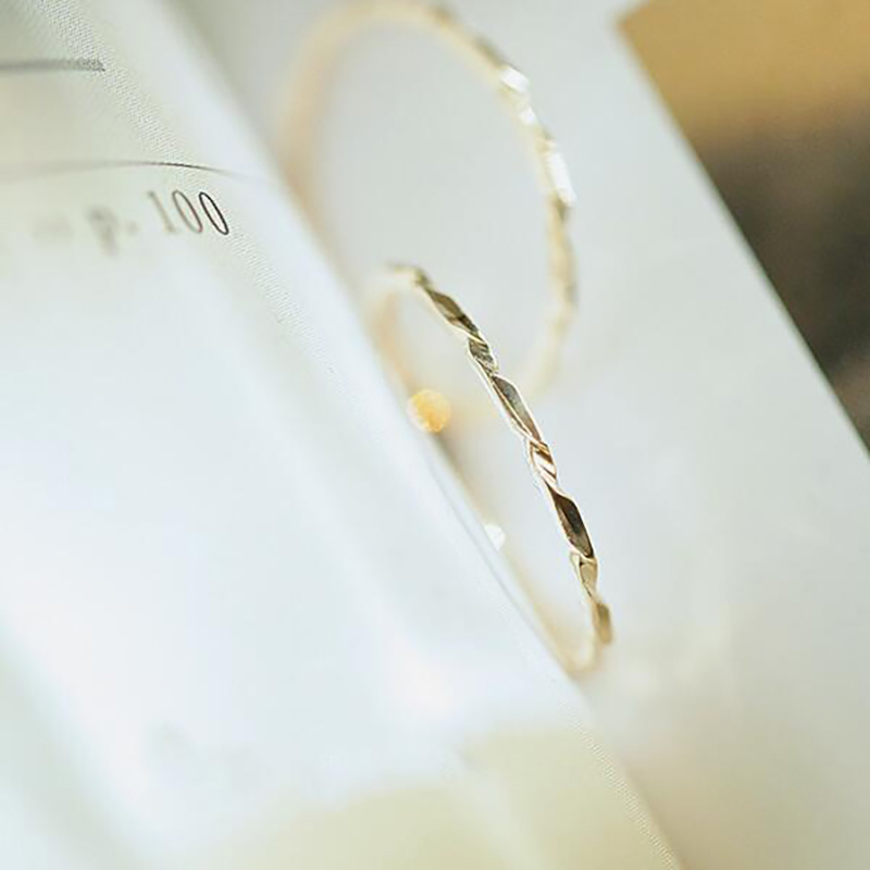 GOLDtutu 14K Solid Gold Ring, Thin Ring, Stacking Ring, Dainty Gold Ring, Minimalist, Mid-century Bff Bride, kj506