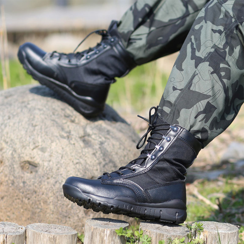 Men Outdoor Ultralight Military Tactical Boots Breathable Non-Slip Wear-resistant Army Boots Climbing Hiking Training Shoes