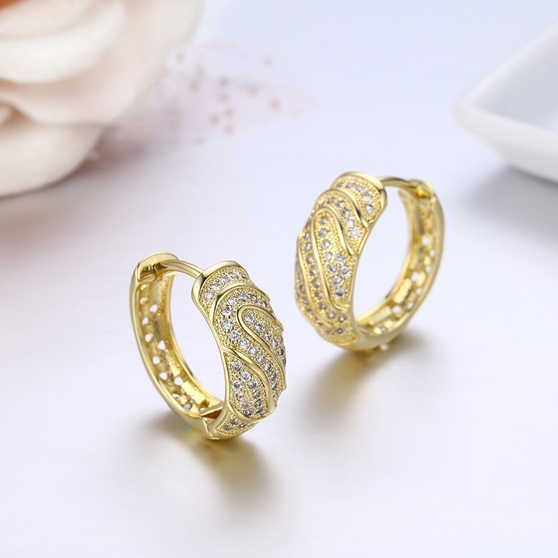 Full CZ Fingerprint Small Circles Loop Huggie Hoops Earrings For Women Child Girls Kids Gold Color Jewelry Oorbellen Aretes Aros