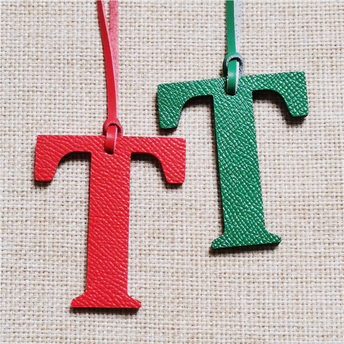 Luxury Genuine Natural Leather V U Z T R K X S Initial Capital English Letter Keychain Backpack Pendant Ladies Women Bag Charm
