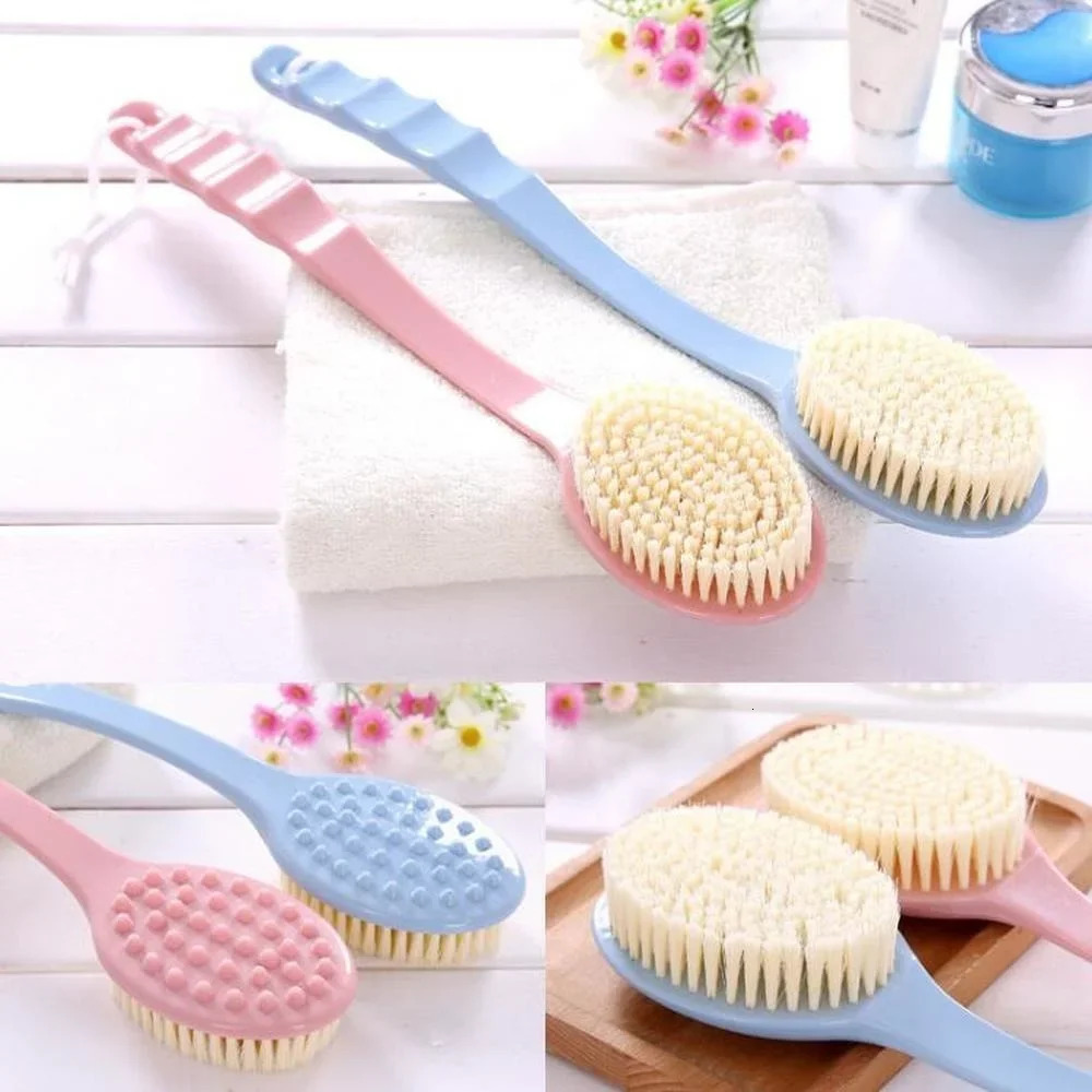 Soft Body Scrubber Shower Exfoliating Scrubs Long Handle Bath Brush Exfoliator Skin Massager Cleaning Brush Bathroom Accessories 240624