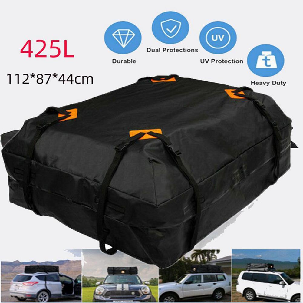 425 L Car Roof Storage Bag Waterproof Trunk SUV Cargo Carrier Bag Roof Luggage Bag Racks With Anti-slip Mat 112x84x44cm