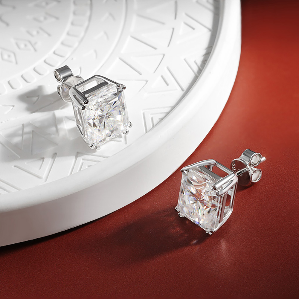 8*10mm Moissanite Stud Earrings for Women Sparkling D Color Diamond 925 Sterling Silver Wedding Jewelry Earring