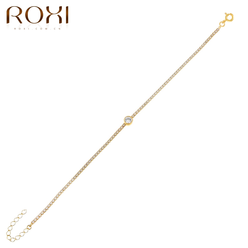 ROXI Copper Tennis Bracelet For Women Girls Minimalism Bracelet Charms Clavicle Bracelet Best Friend Jewellery Gift Pulseiras