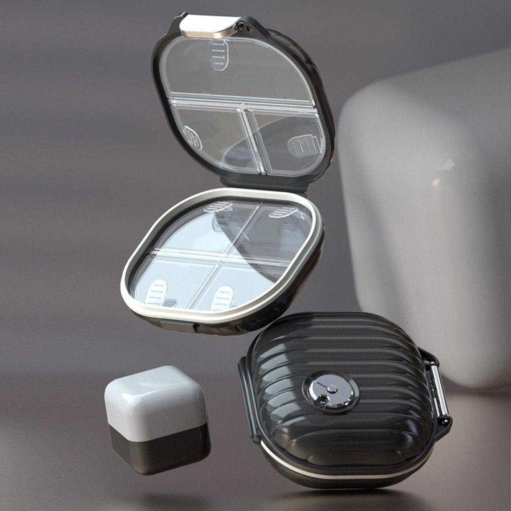 Silica Gel Weekly Pill Case Sealed Against Moisture Durable Pill Container Organizer Black Cream Mini Medicine Box Travel