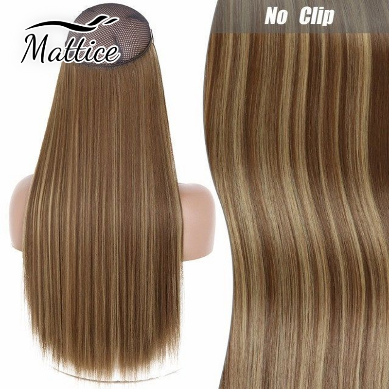 Fish Line Hair Extensions 100% Real Human Hair Apply With Invisible Wire Natural Hair Clips 12-26Inch Clip in Hair Extension