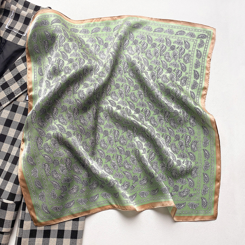 Women Soft Headband Hijab Print 100% Pure Silk Square Scarf Shawl Poncho Vintage Hairband Bandana Designer Neckerchief Female