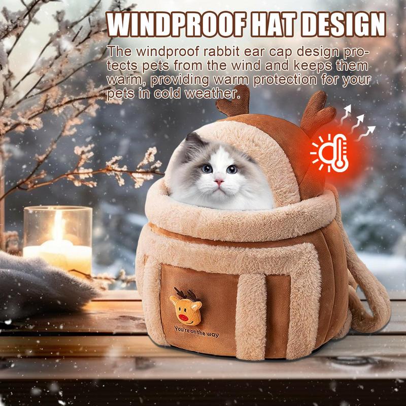winter Warm Pet Carrier Bag Small Cats Dogs Backpack soft Plush Pets Cage for Outdoor Travel Pet Hanging Chest Bags supplies