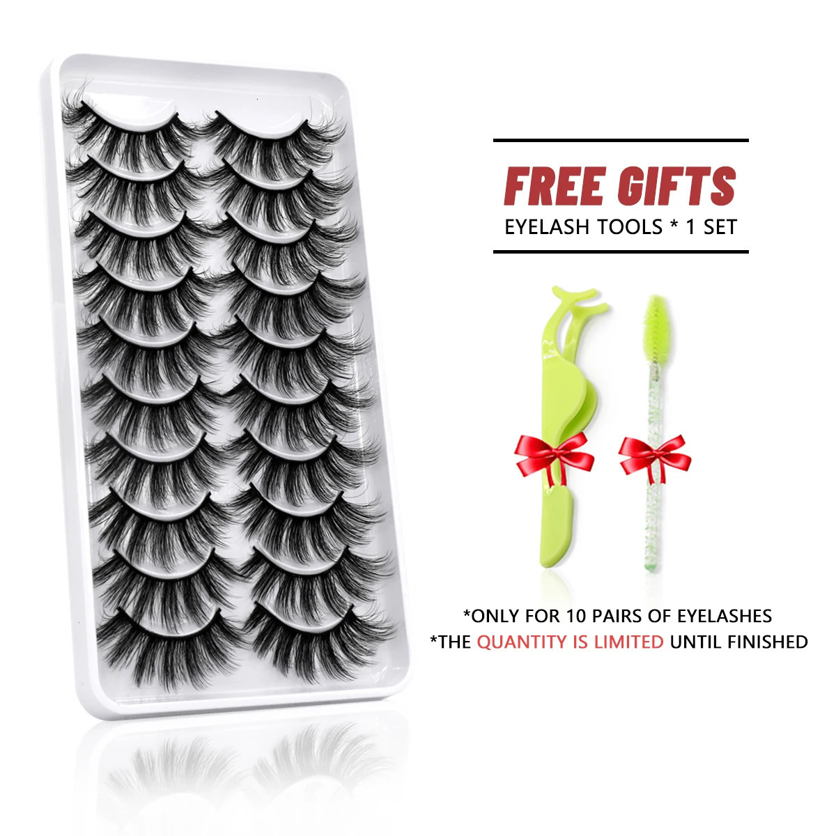 GROINNEYA 10 Pairs 3D Faux Mink Lashes Fluffy Soft Wispy Natural long False Eyelashes Curly lashes wholesale lashes 240624