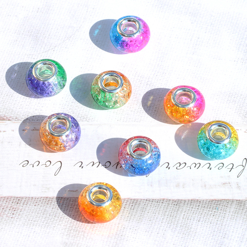 20pcs 14mm Colorful Bulk Resin European Beads Large Hole Loose Spacer Bead for Jewlery DIY Bracelet Necklace Making