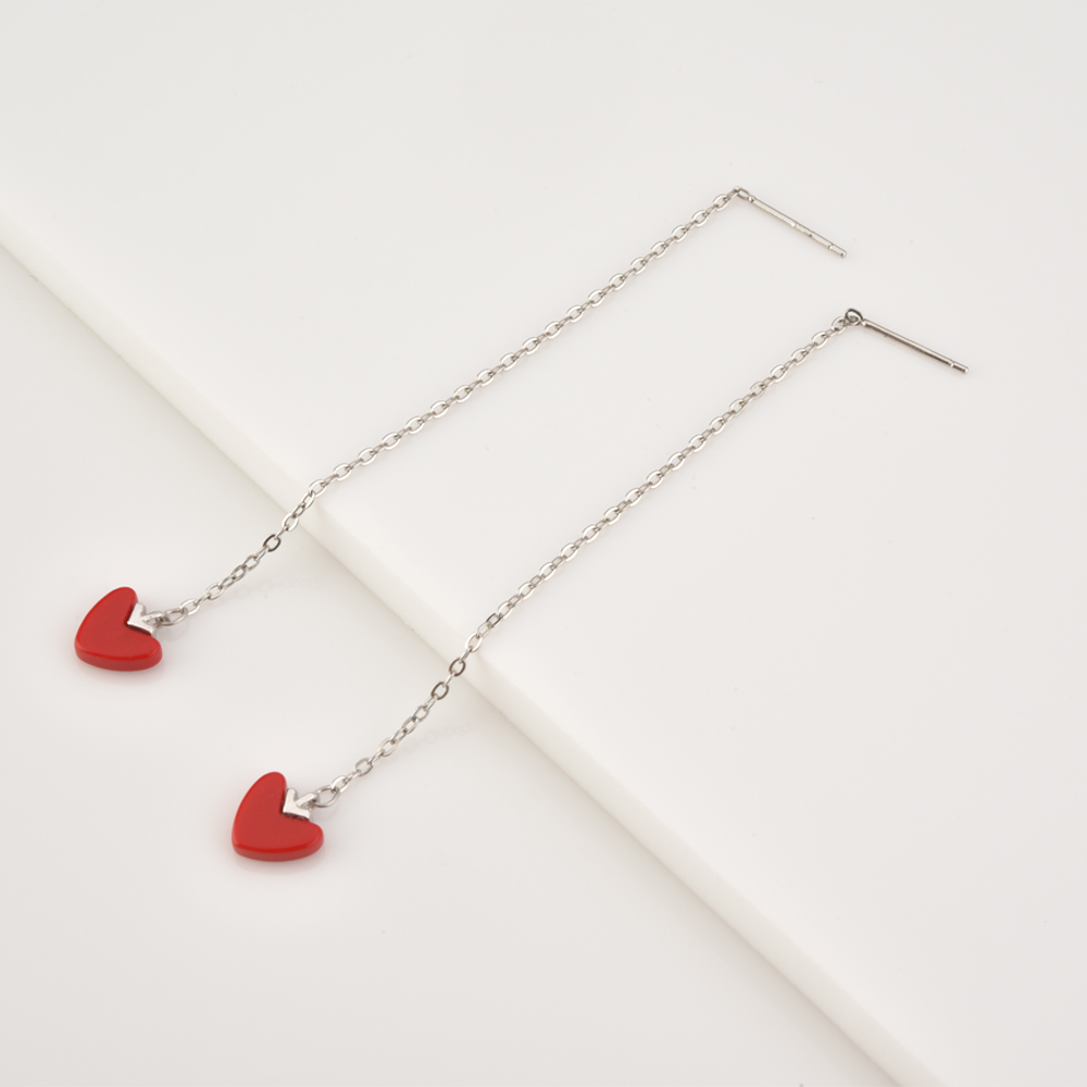 ANDYWEN 925 Sterling Silver Gold Red Heart Love Stud Earring Drop Piercing Hoops Bracelet Choker Chain Necklace Jewelry Set Gift