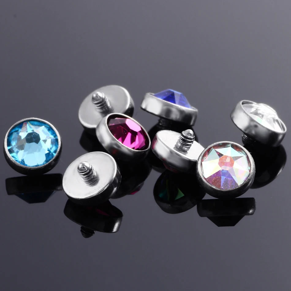 F136 Titanium Microdermal Surface Top Threaded Gem Ends Dermal Skin Diver Hide Medusa Accessories Piercing Body Jewelry