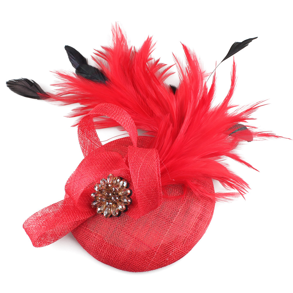 Orange Fancy Feathers Hat Millinery for Ladies Headpieces Sinamay Elegant Fascinator Women Tea Party Royal Race Hair Accessories