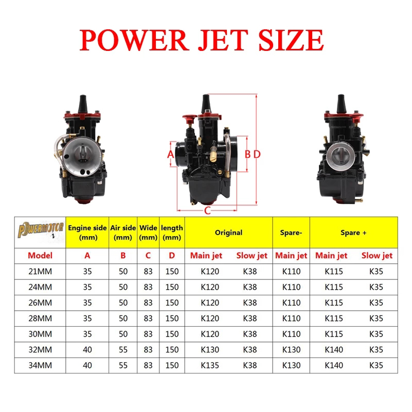For Mikuni Carburetor PWK 21 24 26 28 30 32 34mm Motorcycle Flat Curtain Carburetor Moped Dirt Pit Bike Motocross Modified Parts