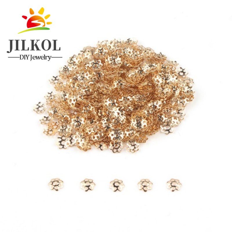 200/500pcs 6mm 9mm Hollow Flower Metal Filigree Loose Spacer Bead Caps Cone End Filigree For Diy Jewelry Finding Making Supplies
