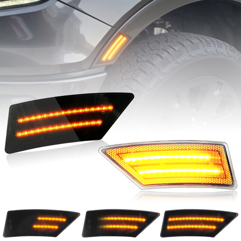 For Ford Ranger Tremor XL XLT Lariat 2019-2022 Clear & Smoked Lens Front LED Side Marker Lamp Amber Side Fender Lights