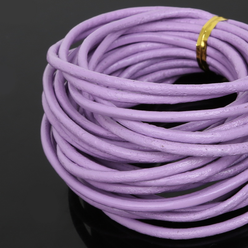 3mm 5 Meters Round Brown/Blue/Purple Genuine Leather Cord Rope String for Bracelet Necklace Making DIY Handmade Craft