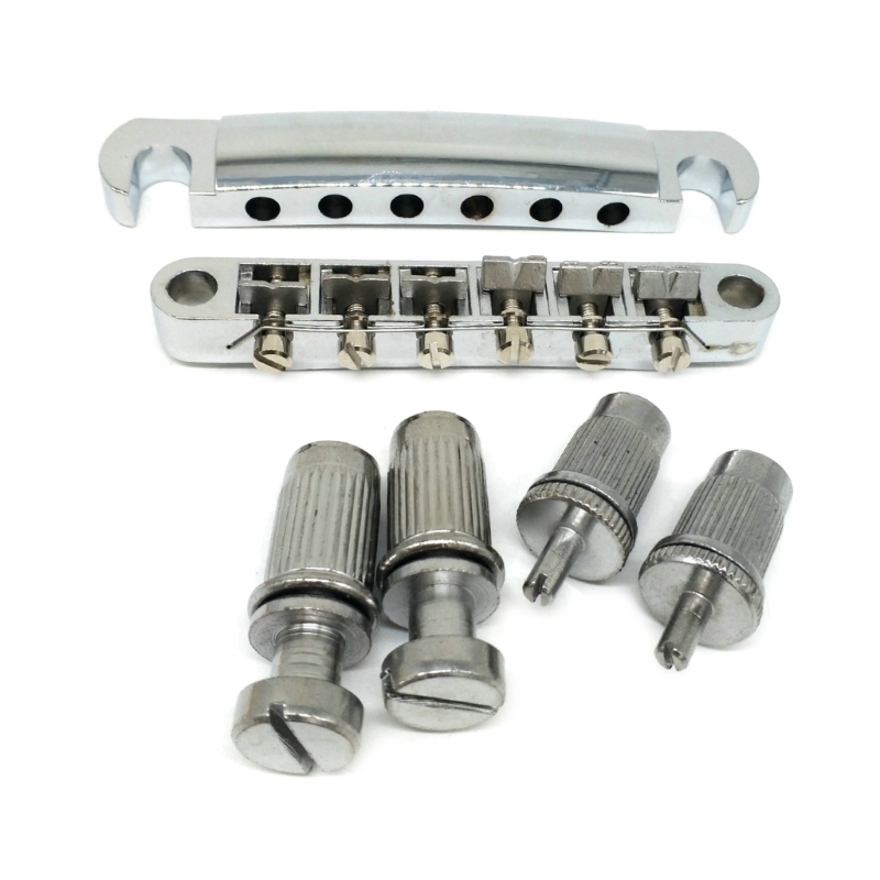 Electric Guitar Rollers Saddle Bridge Tune O-Matic Tailpiece Set for Les Electric Guitar Replacement Parts 69HD