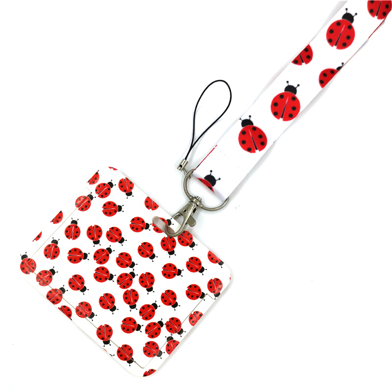 Ladybird Insect Key lanyard Car KeyChain ID Card Pass Gym Mobile Phone Badge Kid Key Ring Holder Jewelry Decorations
