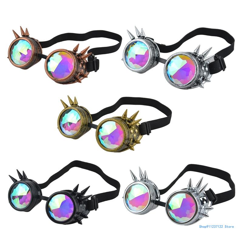 Glasses Men Round Sunglasses Women Party Psychedelic Prism Diffracted Rainbow Lens EDM Sunglass Female