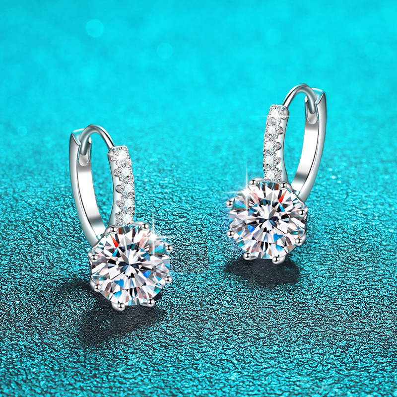 Smyoue 2CT D Color Moissanite Hoop Earrings for Women Lab Diamond 100% 925 Sterling Silver Brilliant Wedding Jewelry Wholesale
