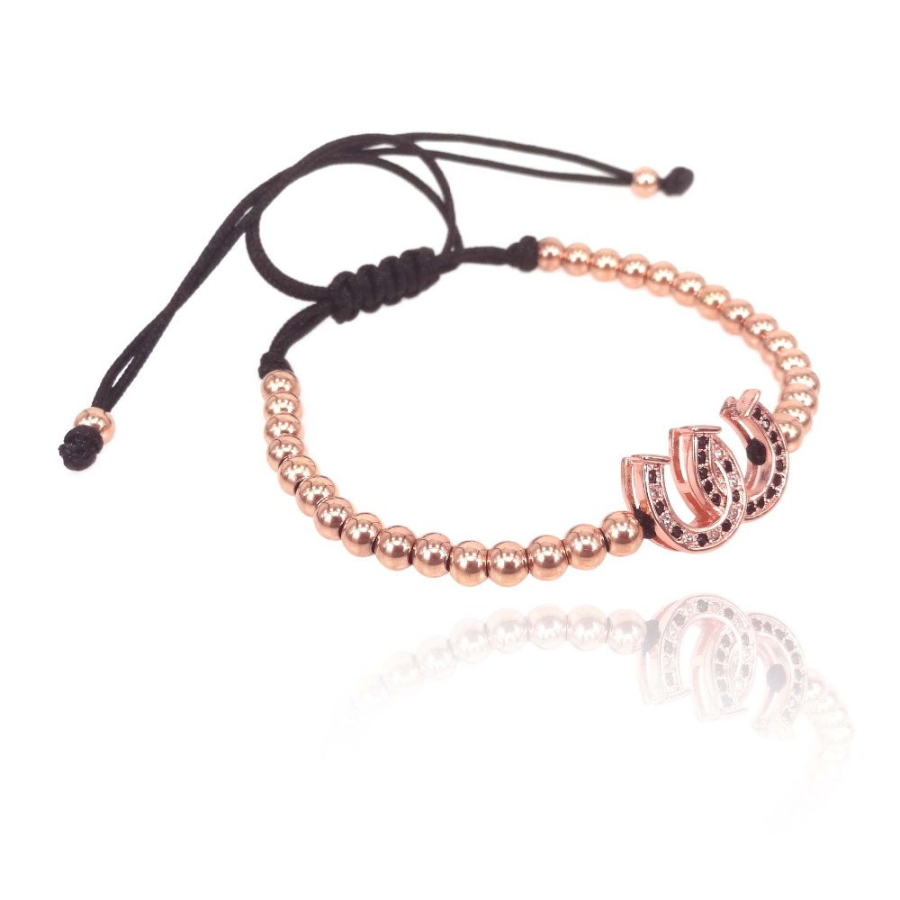 4 Colors Micro Pave CZ Double Horseshoe Spacer Beads Charms Pendant for Women Bracelets DIY Necklace Handmade Jewelry Findings