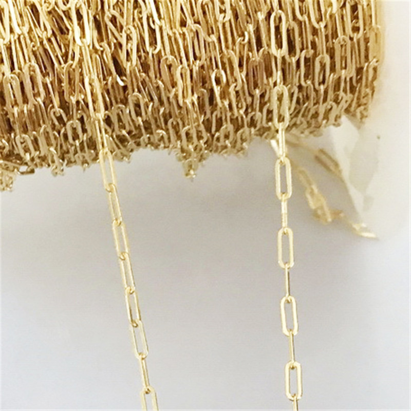 Real 14K Gold Filled Flat Paperclip Chain 2.5MM Chain Necklace Gold jewelry Minimalist Gold Filled Chain DIY Jewelry