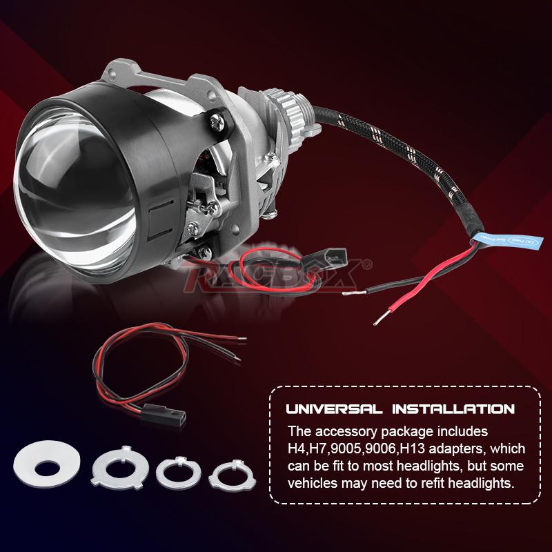 Bi Led Projector Lens 2.5 Inch HD Glass Headlight Lenses Hi/Lo Beam Headlamp Retrofit For H4 H7 HB3 HB4 9005 9006 Car Assembly
