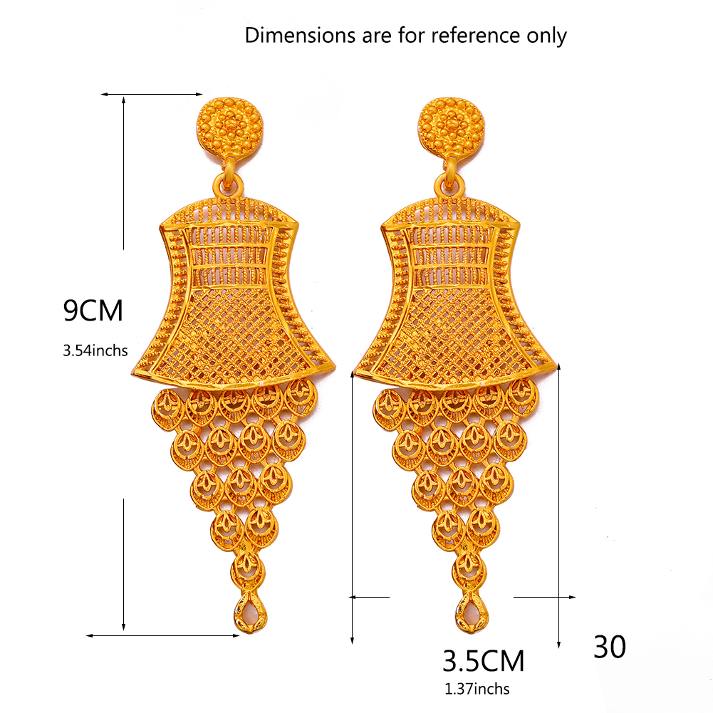 Ethiopian Gold Color Earrings For Women Girls African Ethnic Earring Mom Wedding Jewerlry Gifts