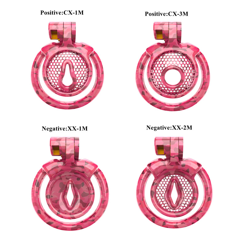 Positive/negative Super Small Chastity Cage Sissy Cross-dressing Toys Camouflage Chastity Lock with 4 Sizes Penis Ring Sexy Toys