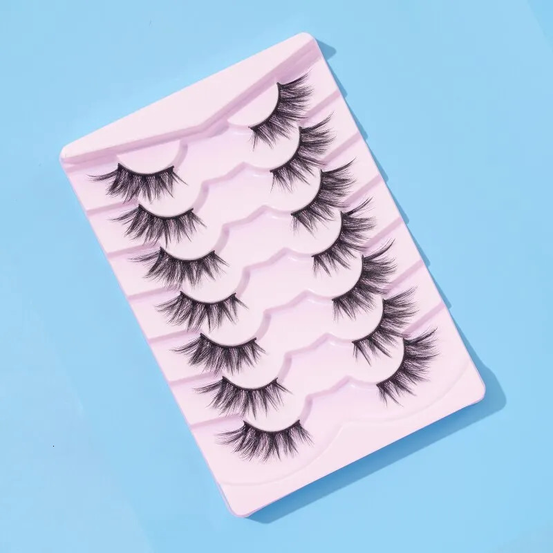7 Pairs of Thick And Slender Eyelashes With Elongated and Comfortable Black Cotton Thread and Crossed Fishtail Half Eye False E 240624