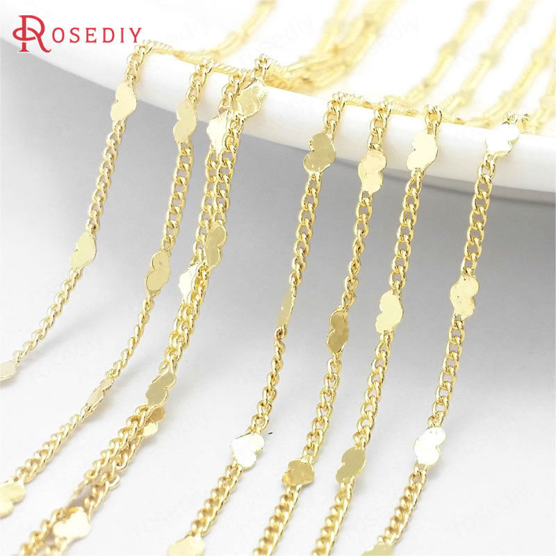 24K Gold Color Brass Long Oval Shape Special Link Necklace Chains Bracelets Jewelry Chains Jewelry Making Supplies Findings