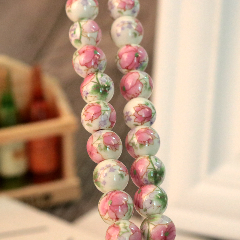 Wholesale 500pcs/lot Mixed Colors Hand Painted Ceramic Beads Plant Flowers Porcelain Bracelet DIY Beads For Jewelry Making