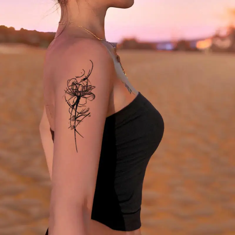 Herbal Juice Rose Flower Temporary Tattoos for Women Arm Punk Waterproof Tattoo Stickers Art Lasting Cover Scars Fake Tattoo
