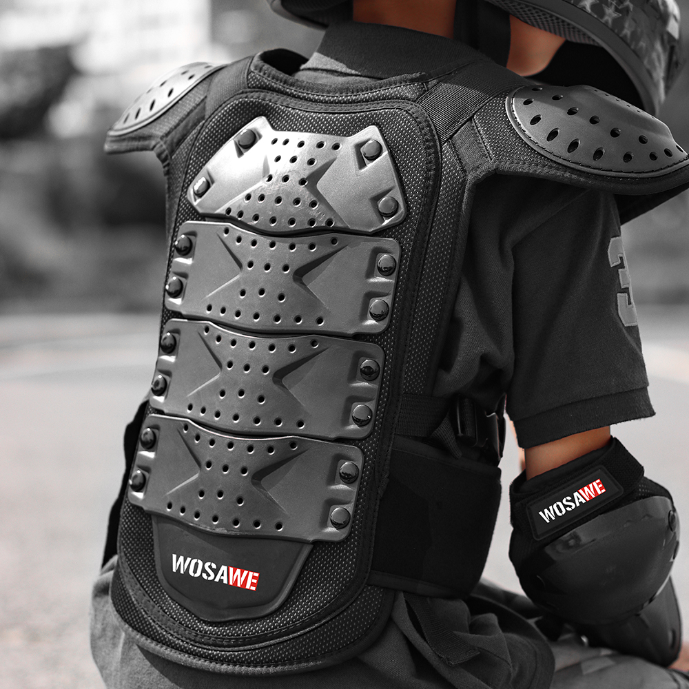 WOSAWE Full Body Motorcycle Armor Vest Children Kids Motocross Armour Jacket Chest Spine Knee Elbow Guard Skiing Skating Armor