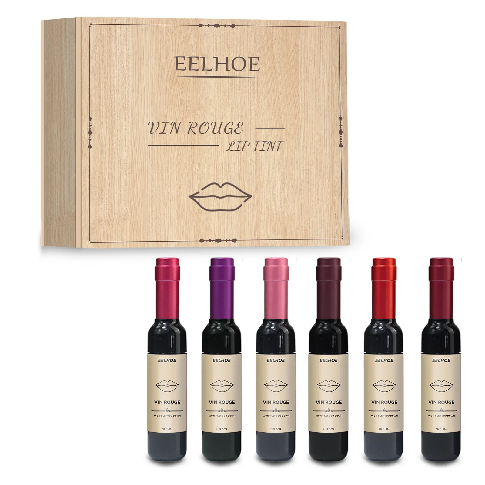 EELHOE Red Wine Bottle Lip Gloss Dyelip Liquid Set Waterproof Moisturizing Non-Fading Bottle Lipstick Makeup Gift Sexy Cosmetic
